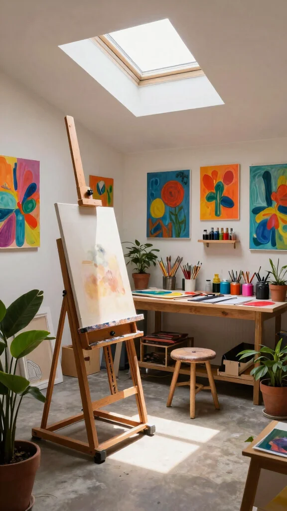 12 Low-Ceiling Attic Ideas for a Stylish Functional Space - 7. Artistic Studio for Creatives 1