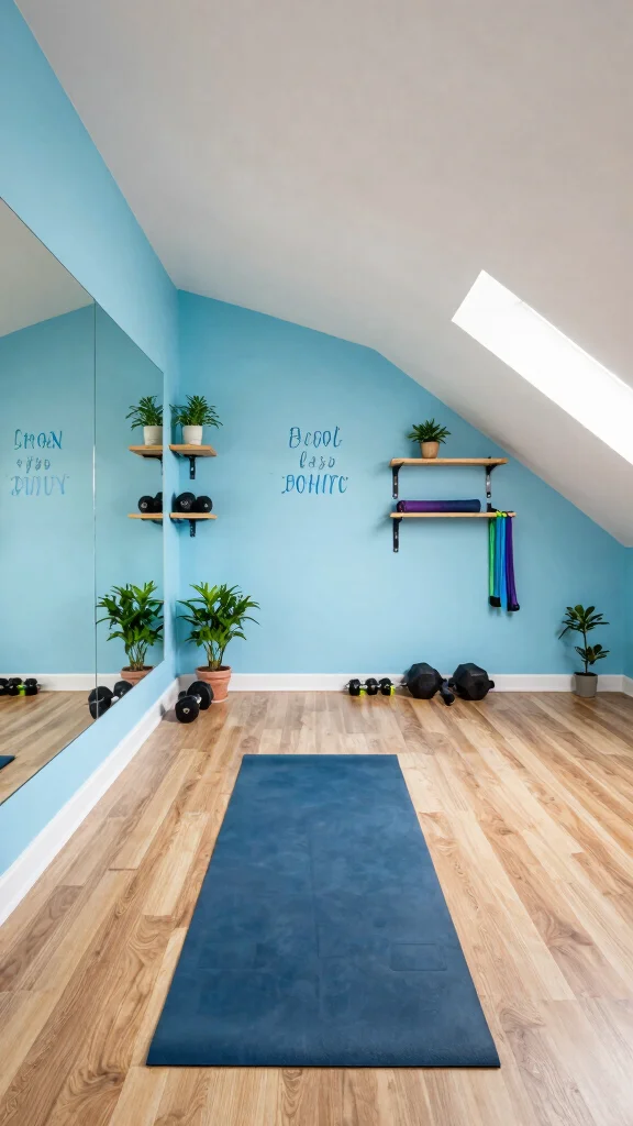 12 Low-Ceiling Attic Ideas for a Stylish Functional Space - 8. Charming Home Gym 1