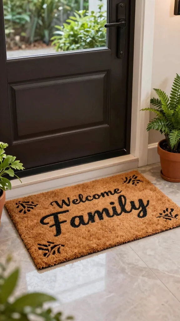12 Modern Luxury Entryway Decor Ideas for an Elevated First Impression - 11. Personalized Welcome Mat 1