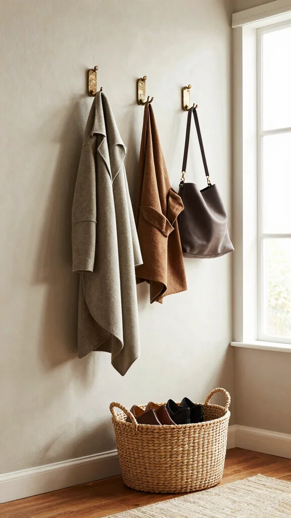 12 Modern Luxury Entryway Decor Ideas for an Elevated First Impression - 5. Stylish Hooks and Storage 1