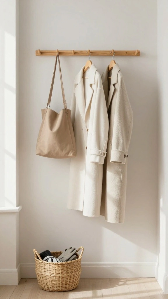 12 Small-Space Entryway Decor Ideas for a Beautiful Functional Entrance - 1. A Minimalist Coat Rack 1
