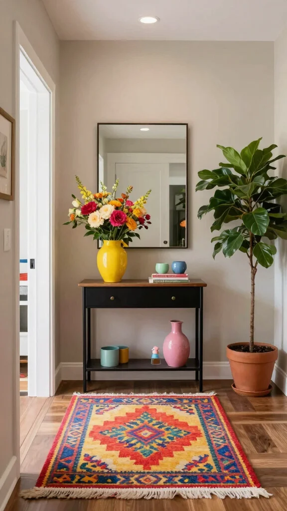 12 Small-Space Entryway Decor Ideas for a Beautiful Functional Entrance - 12. Colorful Accents 1