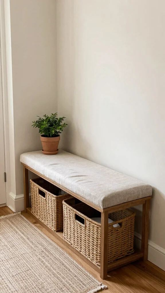 12 Small-Space Entryway Decor Ideas for a Beautiful Functional Entrance - 3. Multi-Functional Bench 1
