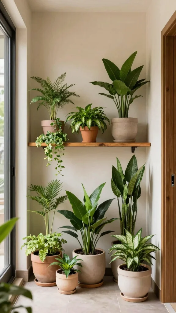 12 Small-Space Entryway Decor Ideas for a Beautiful Functional Entrance - 8. Potted Plants 1