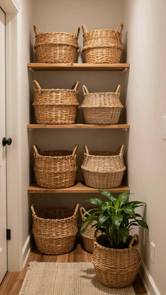 12 Small-Space Entryway Decor Ideas for a Beautiful Functional Entrance - 9. Multi-Use Baskets 1