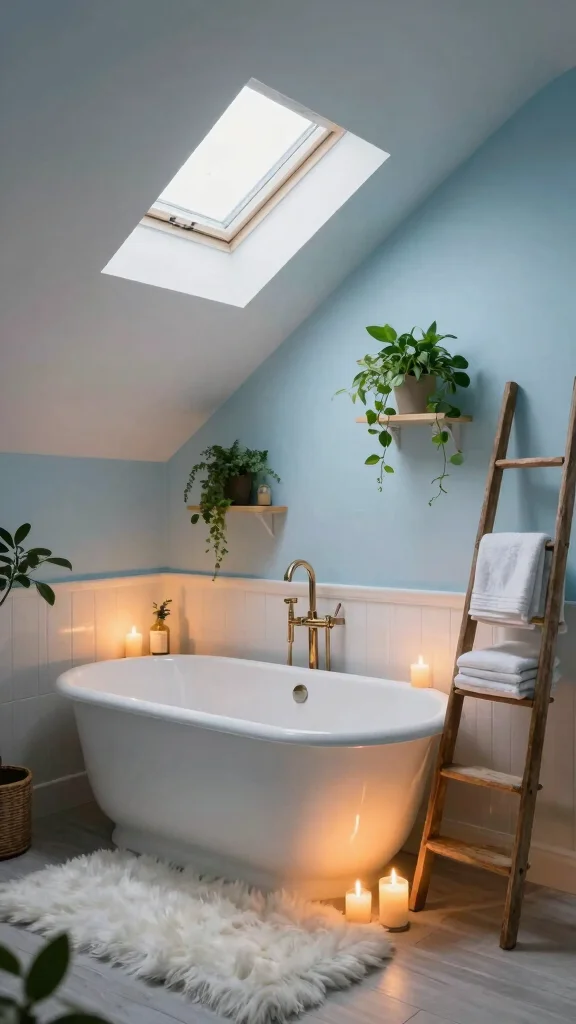 13 Attic Bathroom Ideas With Slanted Ceilings for a Unique Stylish Space - 1. Cozy Nook with Skylights 1