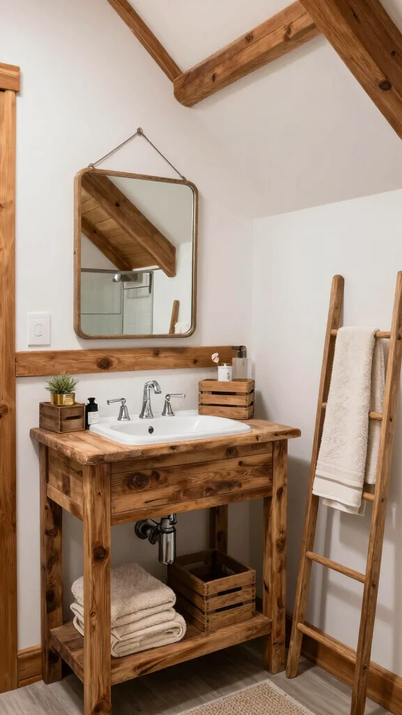 13 Attic Bathroom Ideas With Slanted Ceilings for a Unique Stylish Space - 2. Rustic Wood Accents 1
