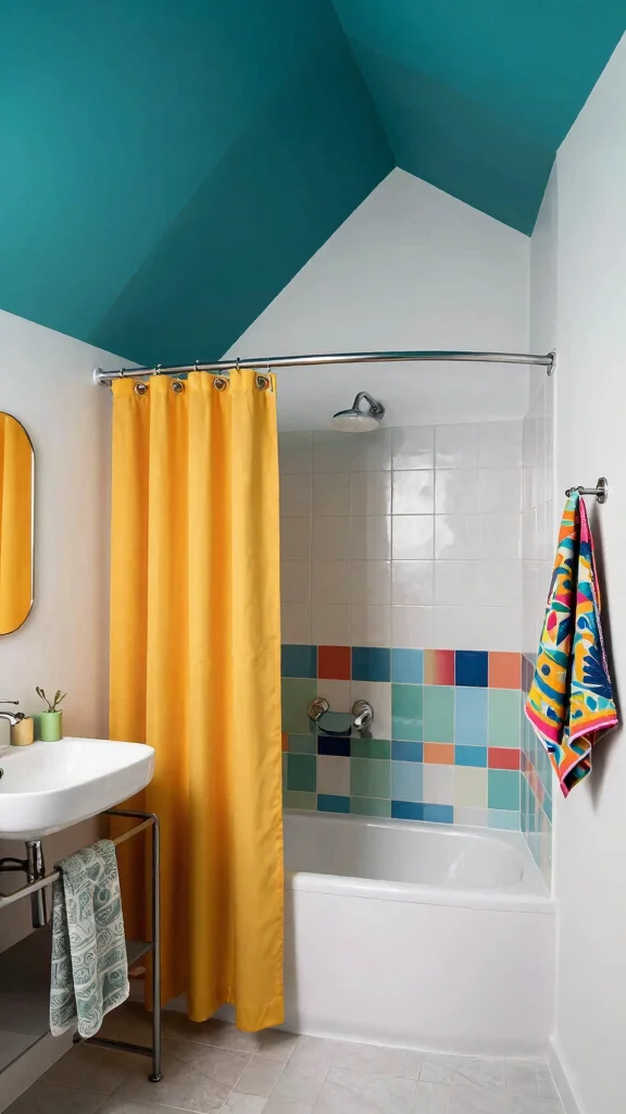 13 Attic Bathroom Ideas With Slanted Ceilings for a Unique Stylish Space - 3. Bold Colors for a Modern Touch 1