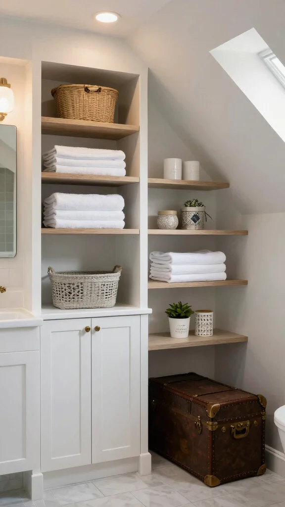 13 Attic Bathroom Ideas With Slanted Ceilings for a Unique Stylish Space - 7. Creative Storage Solutions 1