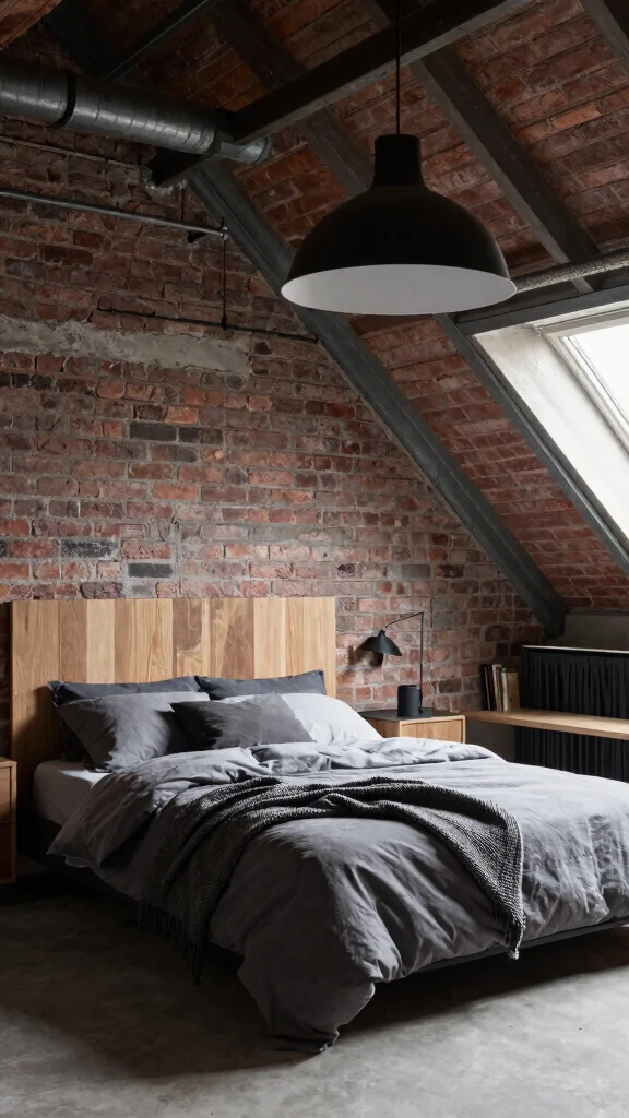 13 Attic Bedroom Ideas With Angled Ceilings for a Cozy Unique Space - 10. Modern Industrial Vibe 1
