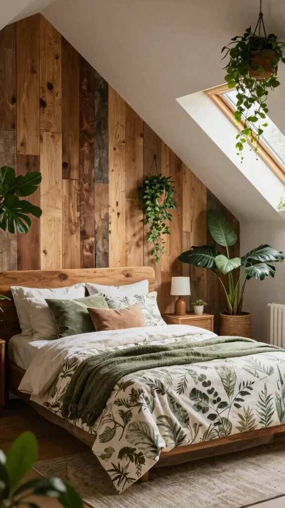 13 Attic Bedroom Ideas With Angled Ceilings for a Cozy Unique Space - 11. Nature-Inspired Retreat 1