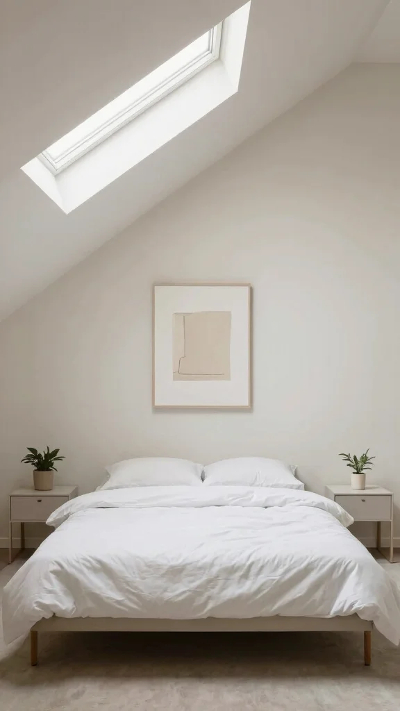 13 Attic Bedroom Ideas With Angled Ceilings for a Cozy Unique Space - 4. Minimalist Sanctuary for Calmness 1