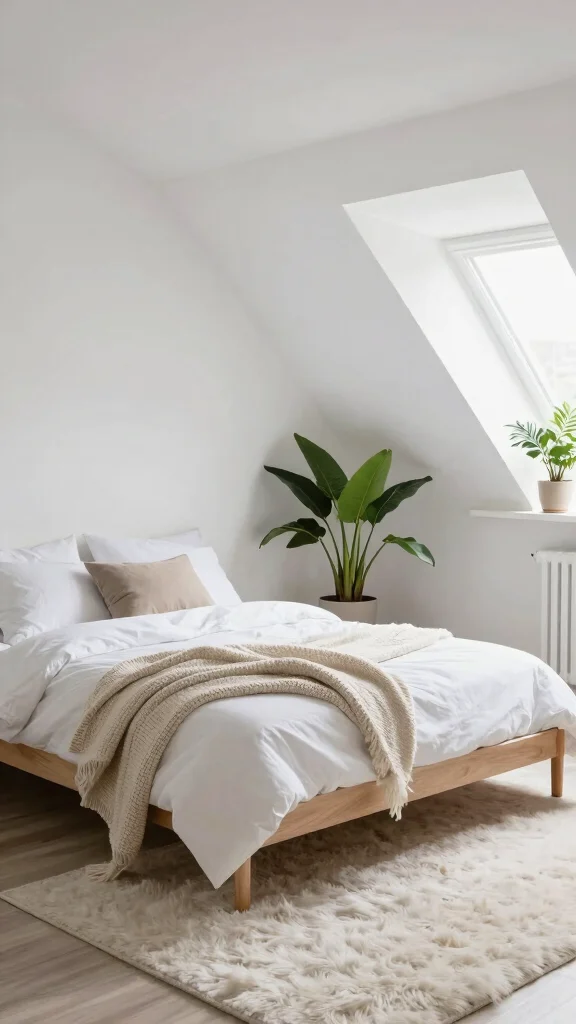 13 Attic Bedroom Ideas With Angled Ceilings for a Cozy Unique Space - 7. Scandinavian Simplicity with Natural Materials 1