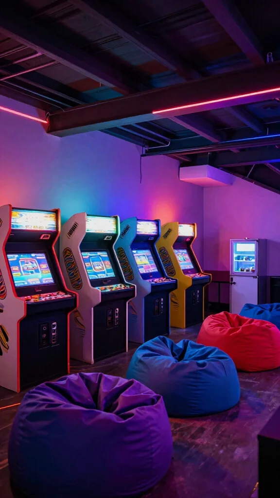 13 Attic Game Room Ideas for a Fun Dedicated Top-Floor Entertainment Space - 2. Classic Arcade Retreat 1