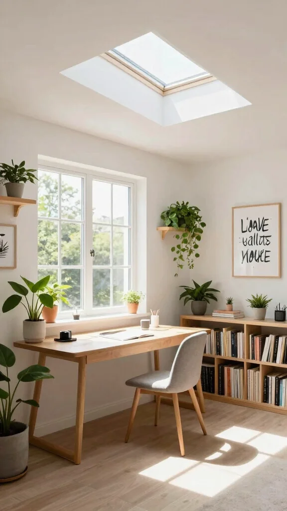13 Attic Remodel Before and After Ideas for a Dramatic Transformation - 2. Bright and Airy Home Office 1