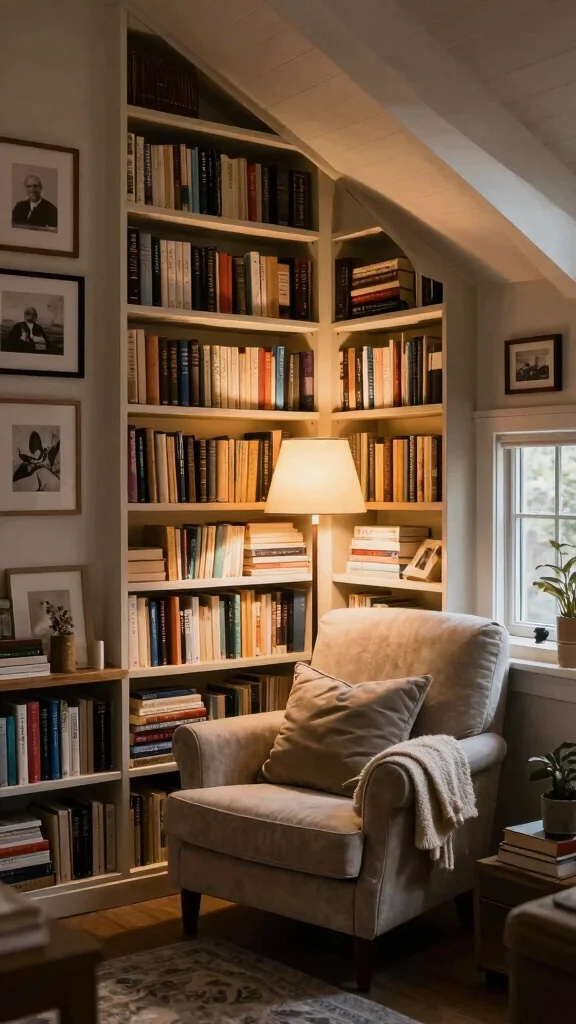 13 Attic Remodel Before and After Ideas for a Dramatic Transformation - 8. Charming Library Nook 1
