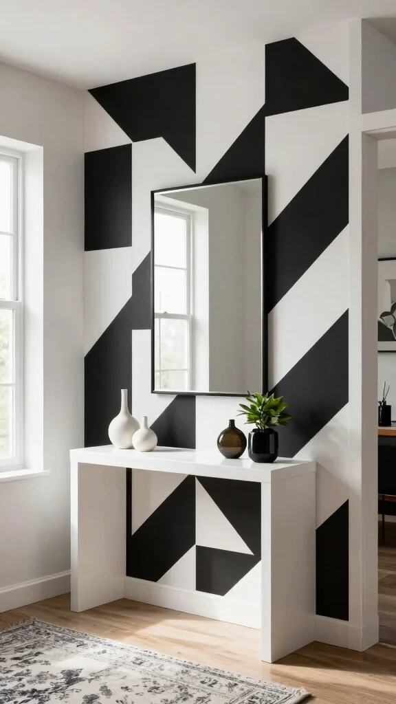13 Entryway Accent Wall Ideas for Color, Texture, and Drama - 1. Striking Geometric Patterns 1