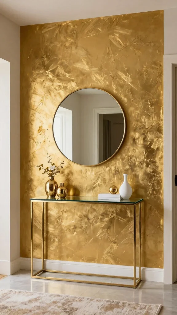 13 Entryway Accent Wall Ideas for Color, Texture, and Drama - 10. Metallic Accents 1