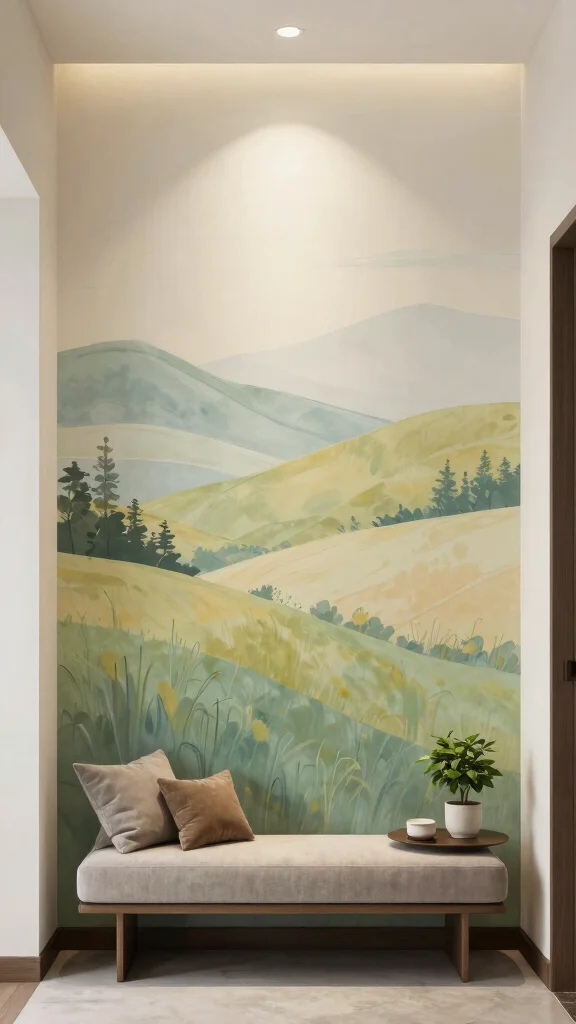 13 Entryway Accent Wall Ideas for Color, Texture, and Drama - 11. Artistic Murals 1