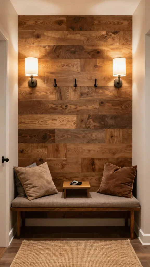 13 Entryway Accent Wall Ideas for Color, Texture, and Drama - 2. Textured Wood Paneling 1