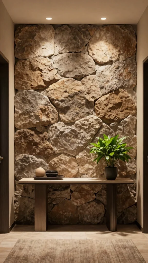 13 Entryway Accent Wall Ideas for Color, Texture, and Drama - 7. Textured Stone or Brick 1
