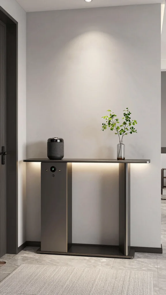 13 Entryway Console Table Ideas for a Stylish Welcoming Display - 10. Technological Touch 1