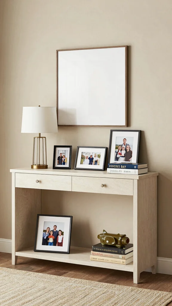 13 Entryway Console Table Ideas for a Stylish Welcoming Display - 13. Personal Touches 1