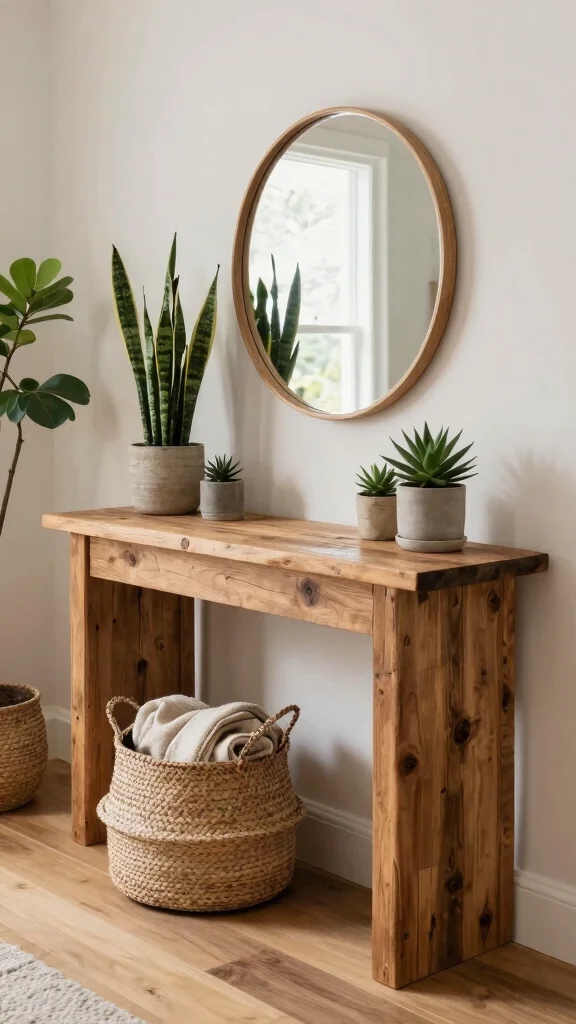 13 Entryway Console Table Ideas for a Stylish Welcoming Display - 2. Nature’s Touch 1