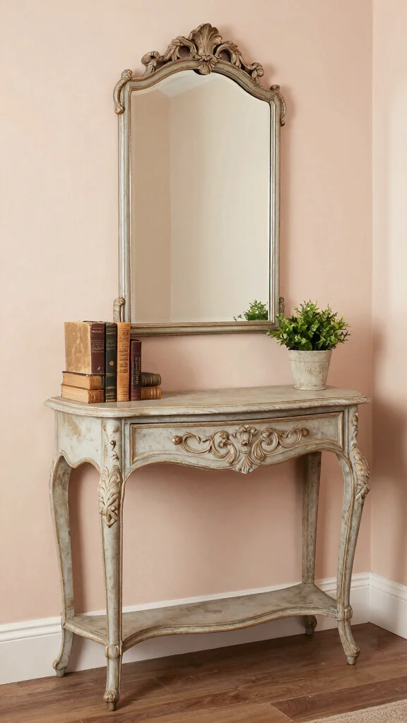 13 Entryway Console Table Ideas for a Stylish Welcoming Display - 6. Vintage Charm 1