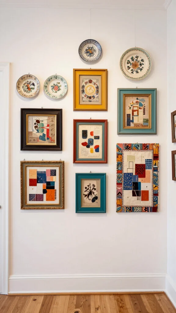 13 Entryway Gallery Wall Ideas for a Personal Curated Wall Display - 10. Upcycled Art 1