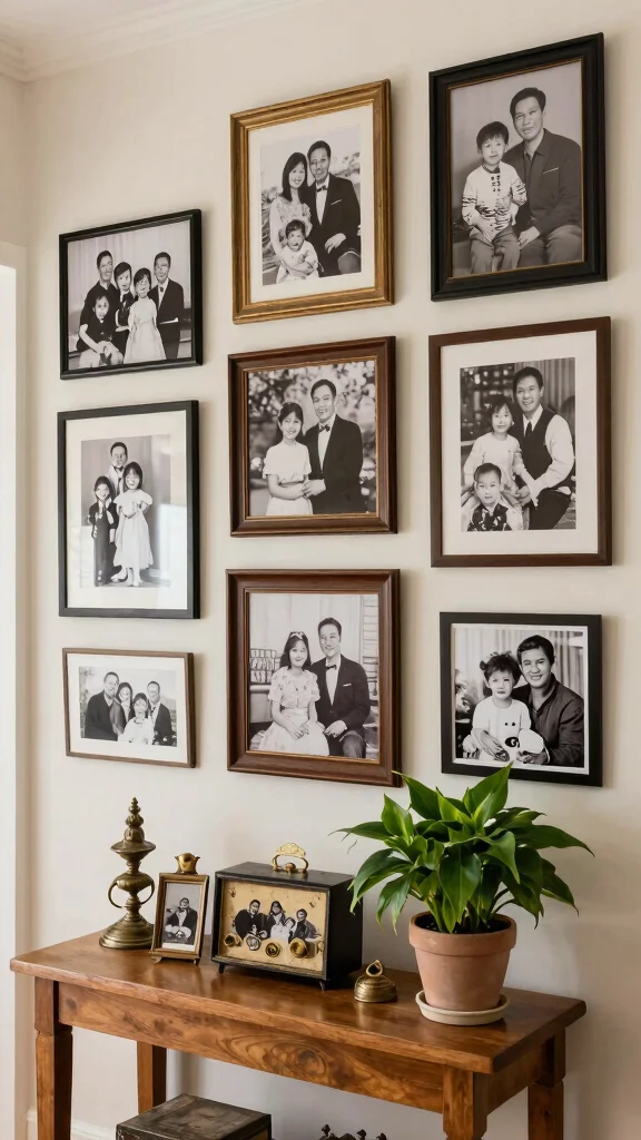 13 Entryway Gallery Wall Ideas for a Personal Curated Wall Display - 4. Family History Showcase 1