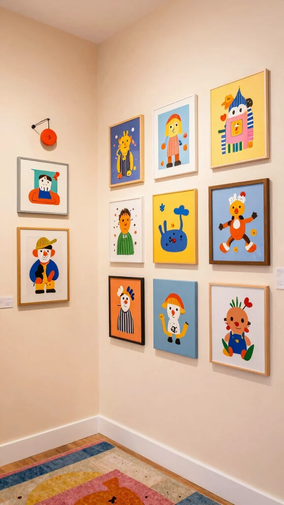 13 Entryway Gallery Wall Ideas for a Personal Curated Wall Display - 7. Whimsical Art 1