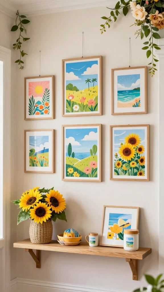 13 Entryway Gallery Wall Ideas for a Personal Curated Wall Display - 8. Seasonal Rotations 1