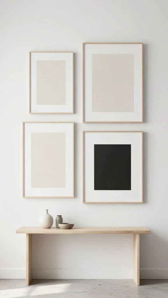 13 Entryway Gallery Wall Ideas for a Personal Curated Wall Display - 9. Minimalist Charm 1