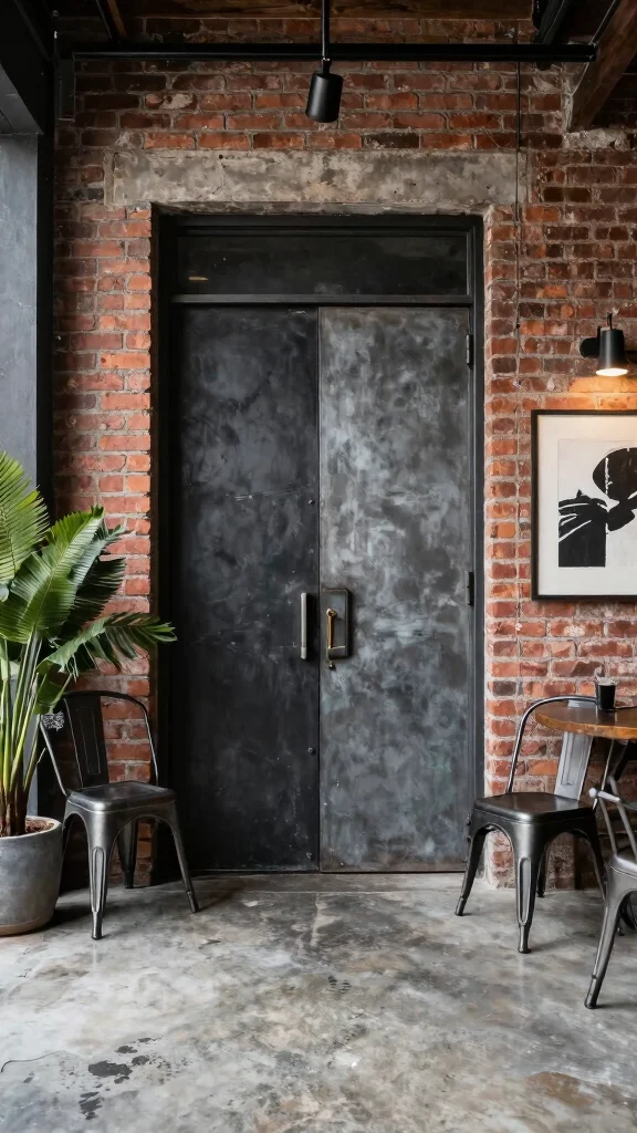 13 Front Entrance Entryway Exterior Ideas for a Stunning Curb Appeal - 10. Industrial Chic Entrance 1