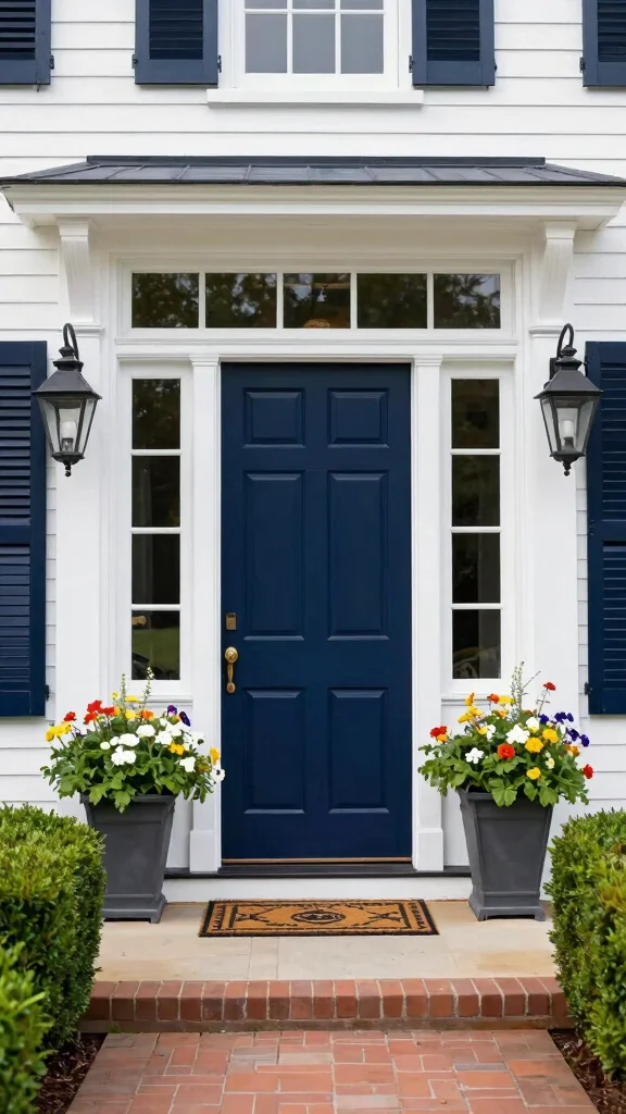 13 Front Entrance Entryway Exterior Ideas for a Stunning Curb Appeal - 11. Timeless Colonial Elegance 1