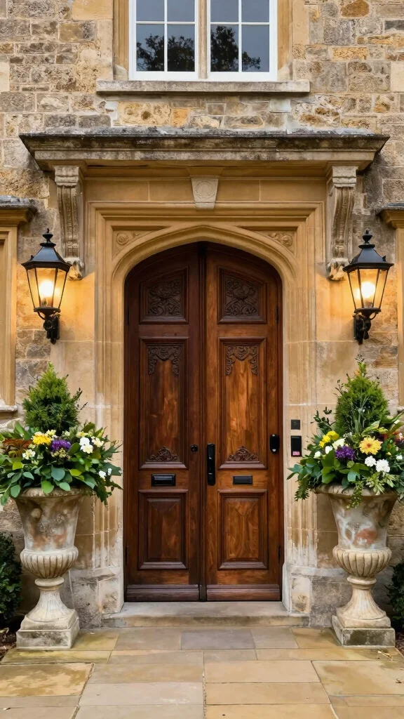 13 Front Entrance Entryway Exterior Ideas for a Stunning Curb Appeal - 13. Traditional English Manor 1