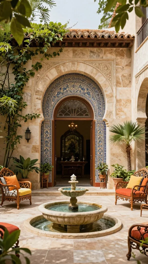 13 Front Entrance Entryway Exterior Ideas for a Stunning Curb Appeal - 7. Elegant Mediterranean Courtyards 1