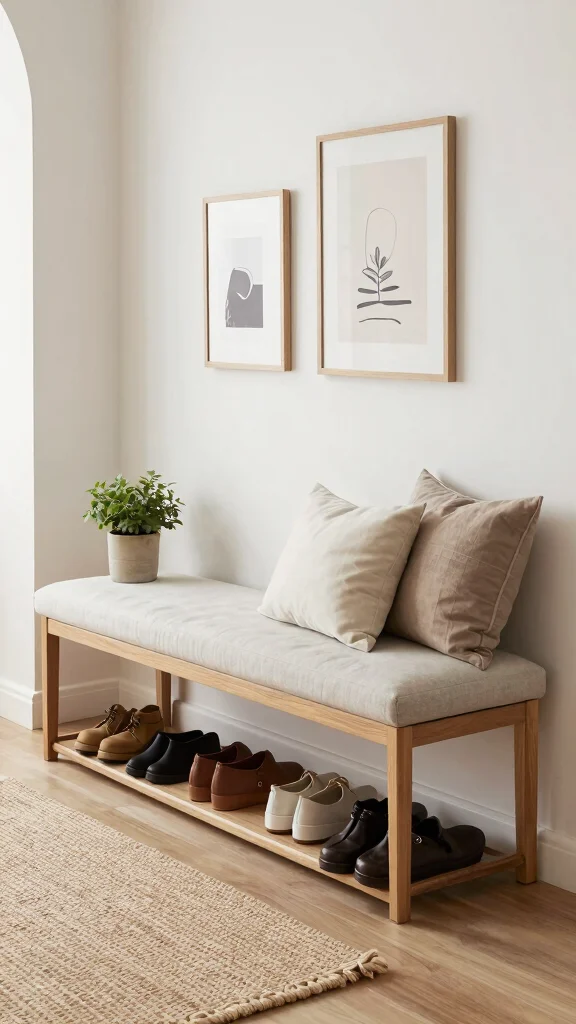 13 Hallway Coat and Shoe Storage Ideas for a Clutter-Free Entrance - 1. Multi-Functional Bench 1
