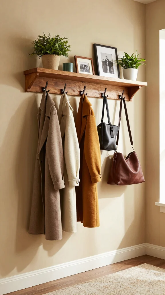 13 Hallway Coat and Shoe Storage Ideas for a Clutter-Free Entrance - 10. Hooks and Shelves Combination 1
