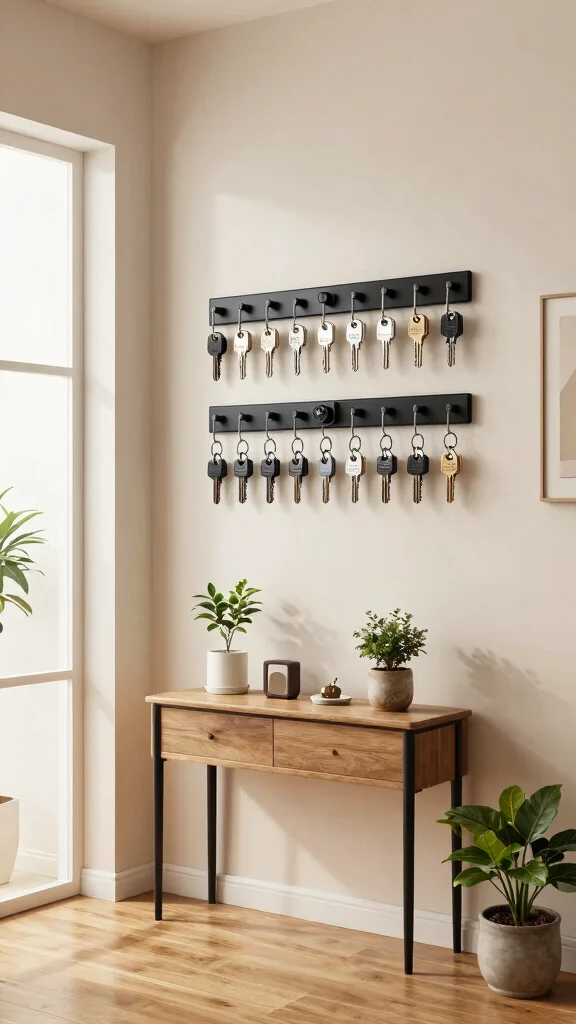 13 Hallway Coat and Shoe Storage Ideas for a Clutter-Free Entrance - 12. Magnetic Strips for Keys 1