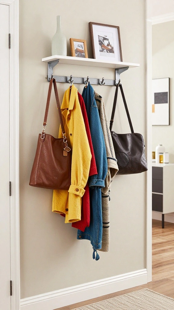 13 Hallway Coat and Shoe Storage Ideas for a Clutter-Free Entrance - 2. Wall-Mounted Coat Rack 1