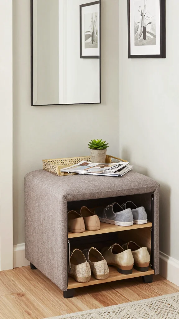 13 Hallway Coat and Shoe Storage Ideas for a Clutter-Free Entrance - 3. Shoe Storage Ottoman 1