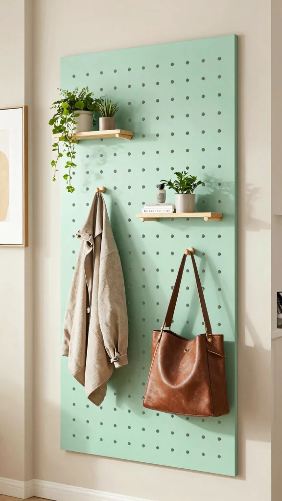 13 Hallway Coat and Shoe Storage Ideas for a Clutter-Free Entrance - 8. Pegboard Storage 1