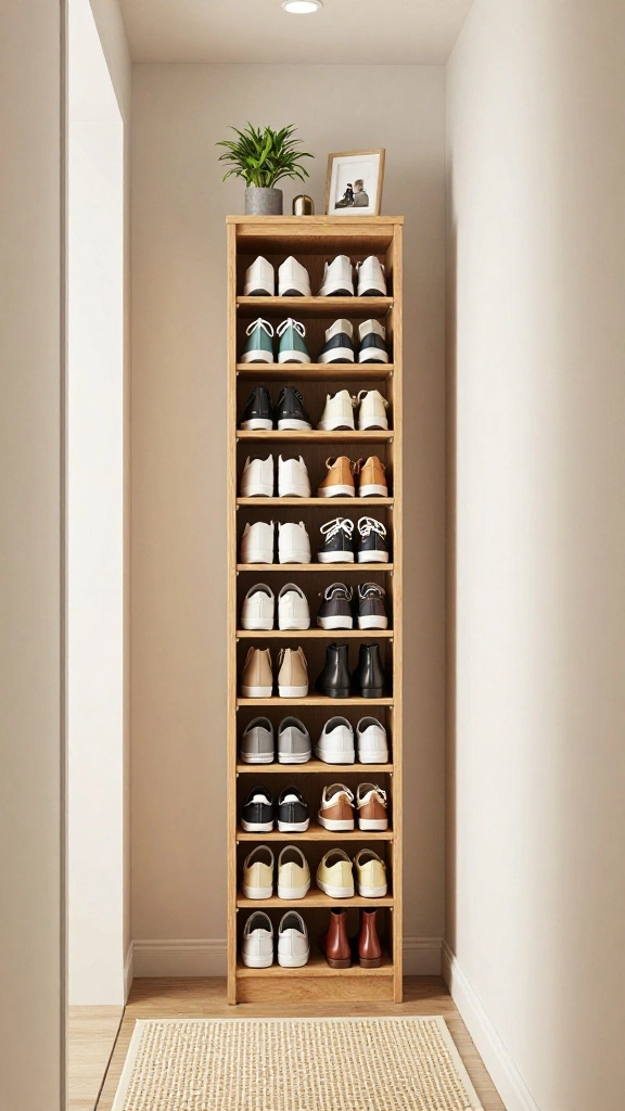13 Hallway Coat and Shoe Storage Ideas for a Clutter-Free Entrance - 9. Vertical Shoe Organizer 1