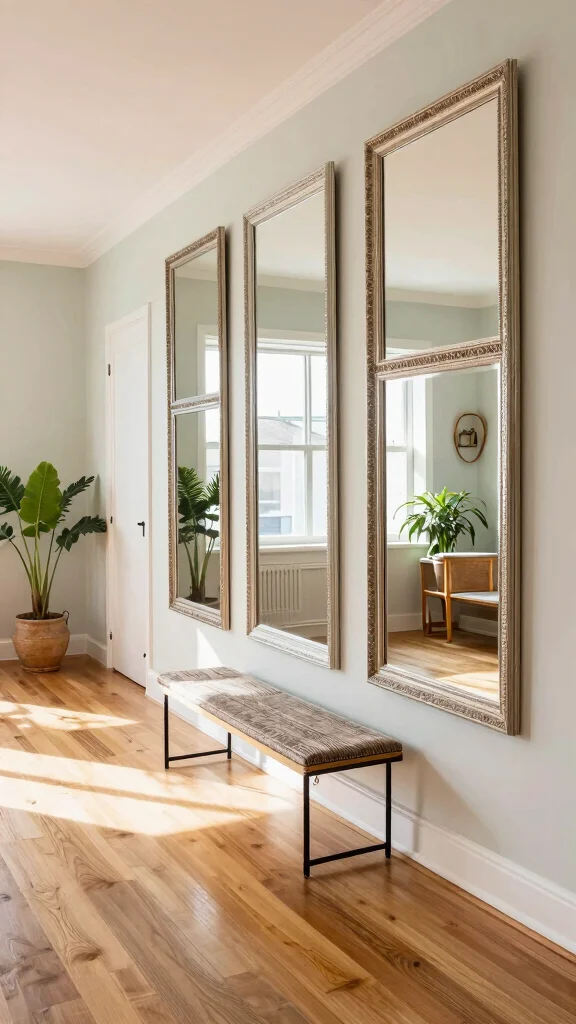 13 Hallway Entrance Interior Design Ideas for a Stylish First Impression - 1. Embrace Natural Light with a Mirrored Wall 1