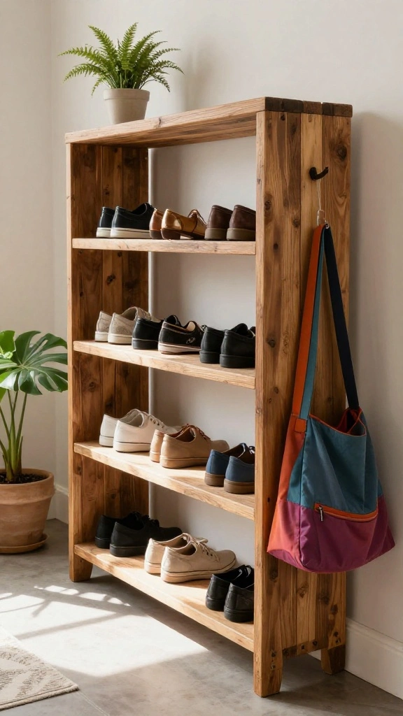 13 Hallway Shoe Storage Ideas for a Tidy Organized Entrance - 1. Reclaimed Wood Shoe Racks 1