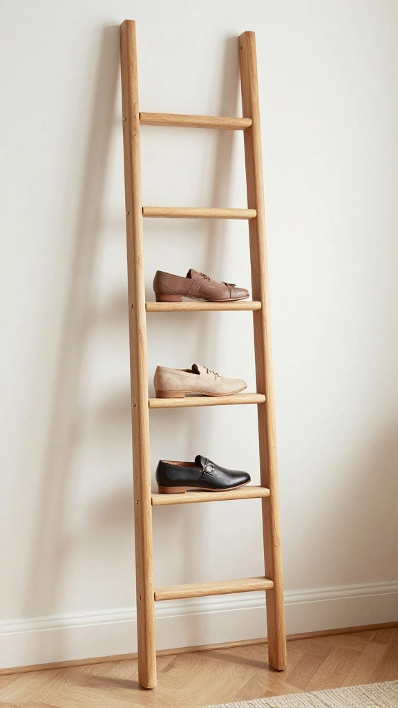 13 Hallway Shoe Storage Ideas for a Tidy Organized Entrance - 8. Decorative Ladder Storage 1