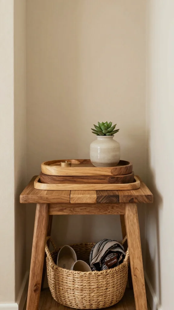 13 Hallway Table Decor Ideas for a Curated Beautiful Entrance - 1. Layered Textures with Natural Elements 1