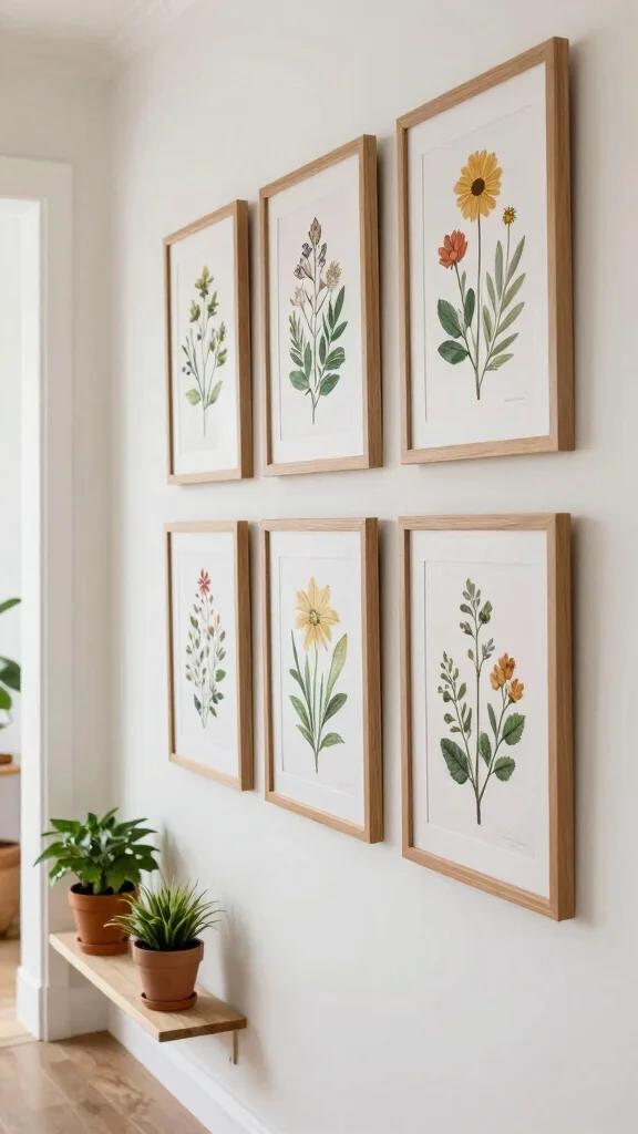 13 Hallway Wall Decor Ideas for a Curated Beautiful Entrance Display - 2. Botanical Wall Art 1